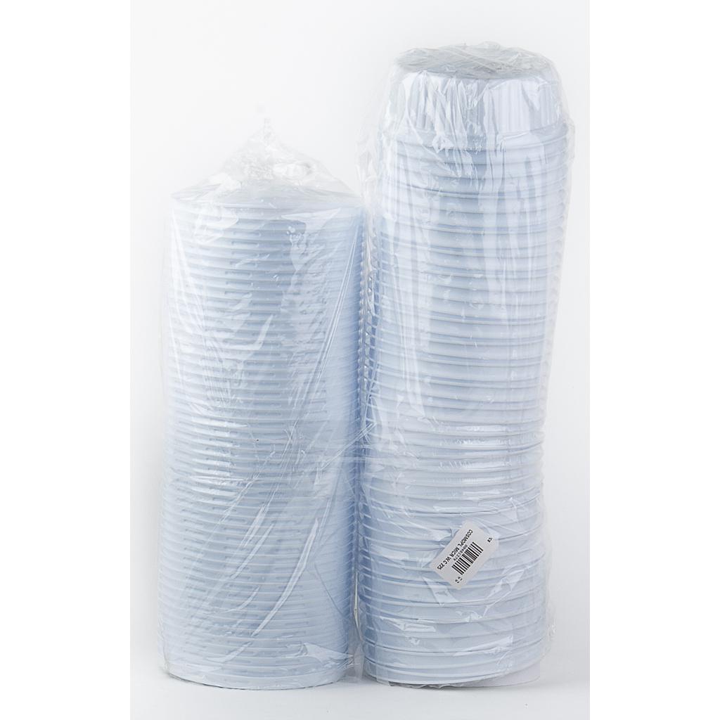 Cosmoplast Cup&amp;Lid Ribs Microw Whit 225 50P